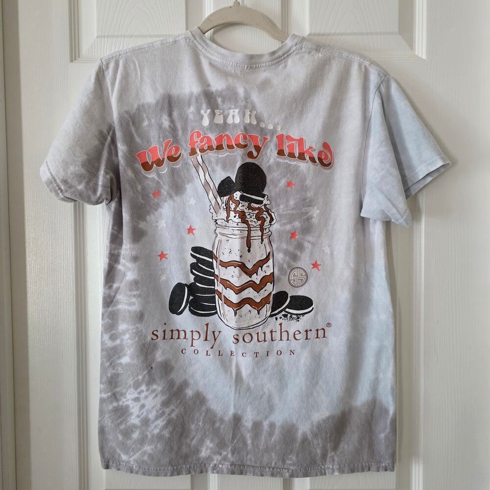 Simply Southern Gray Tie-Dye T-shirt "Oreo Shake" Women's Size Medium